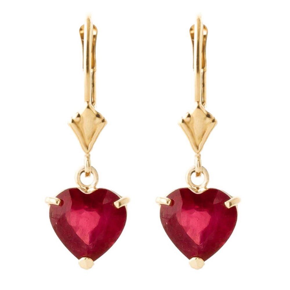 14K.SOLID GOLD LEVERBACK EARRING WITH RUBIES - Picture 2 of 7